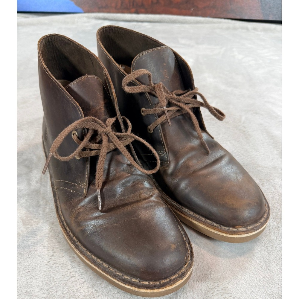 Clarks Collection Mens Shepton Brown Leather Ankle Chukka Boots Size 9
